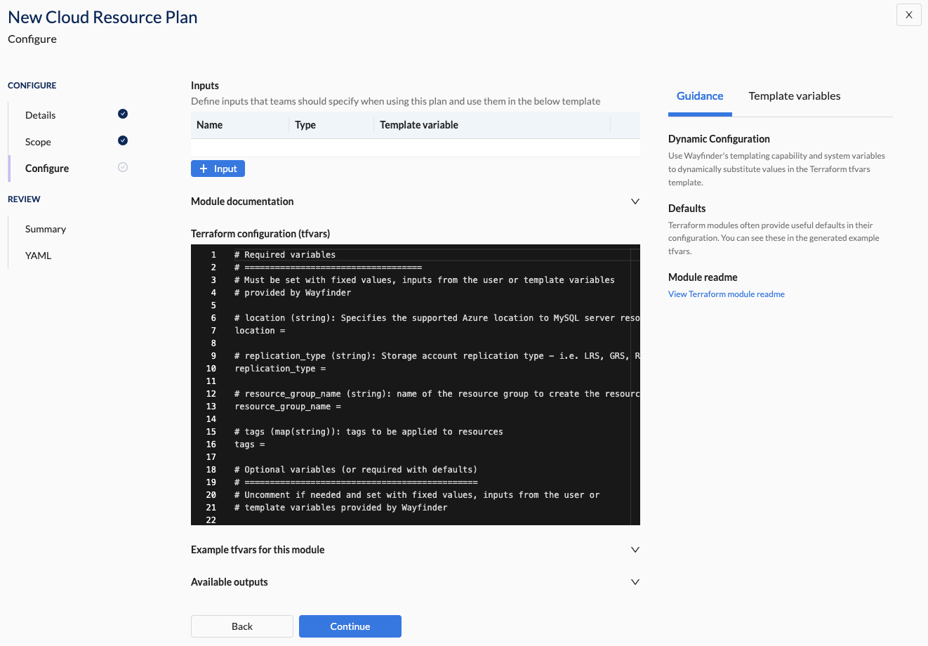 Create cloud resource plan - New