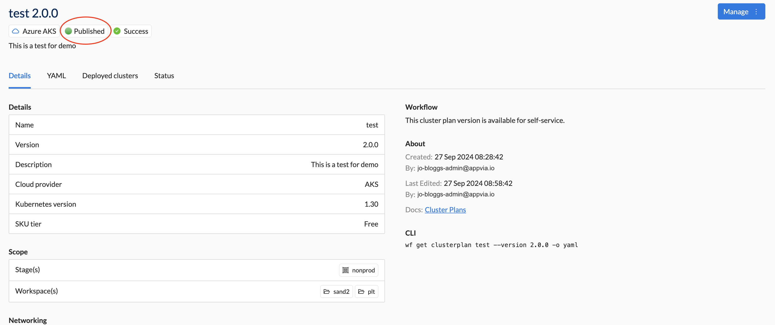 Cluster Plan Promote - Publish Status