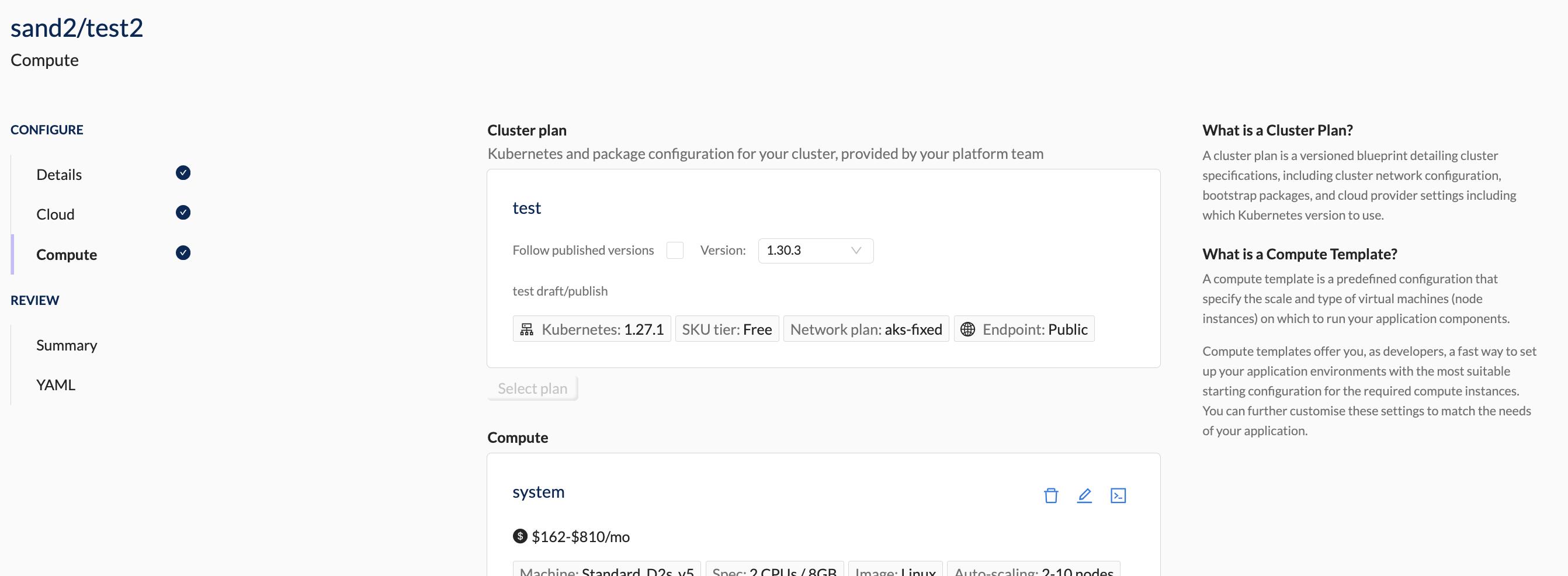 Self-Service clusters Compute