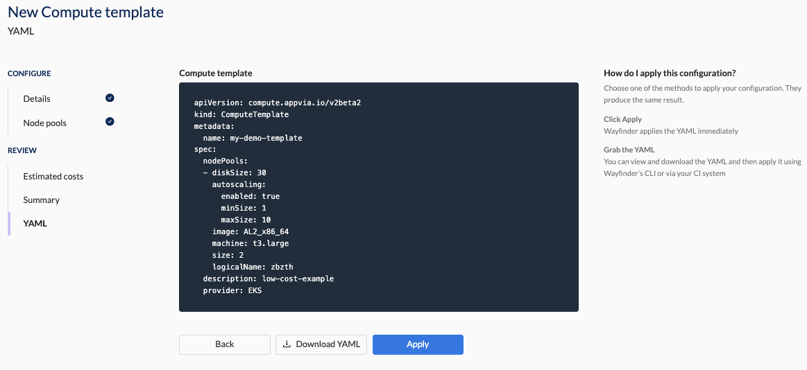 Compute Template YAML