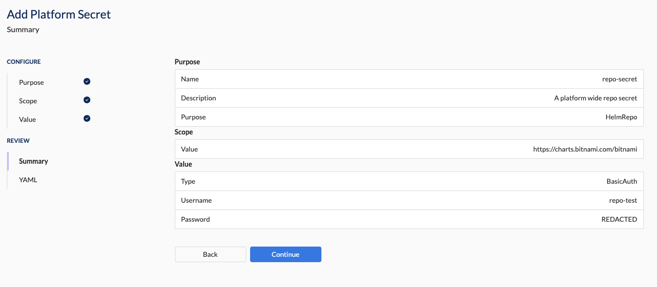 Helm Repo Summary BasicAuth