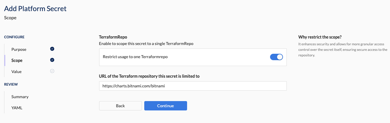 Terraform Repo Selected