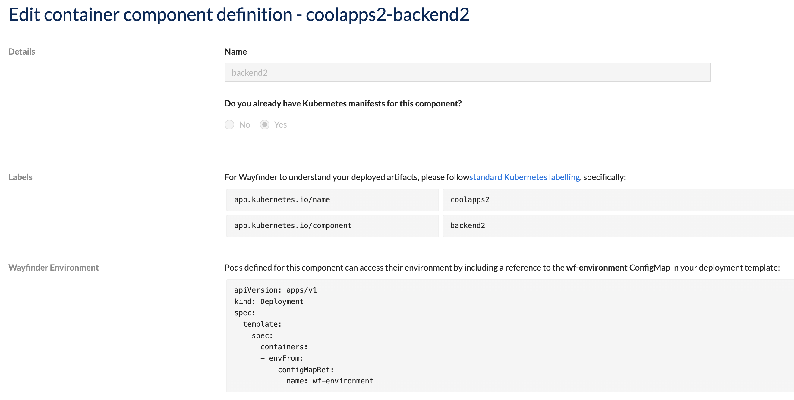 Component with manifest