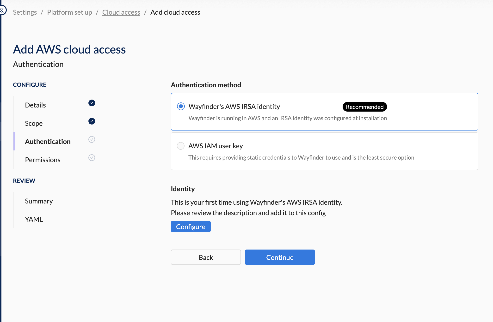 Auth Section - New Workload ID