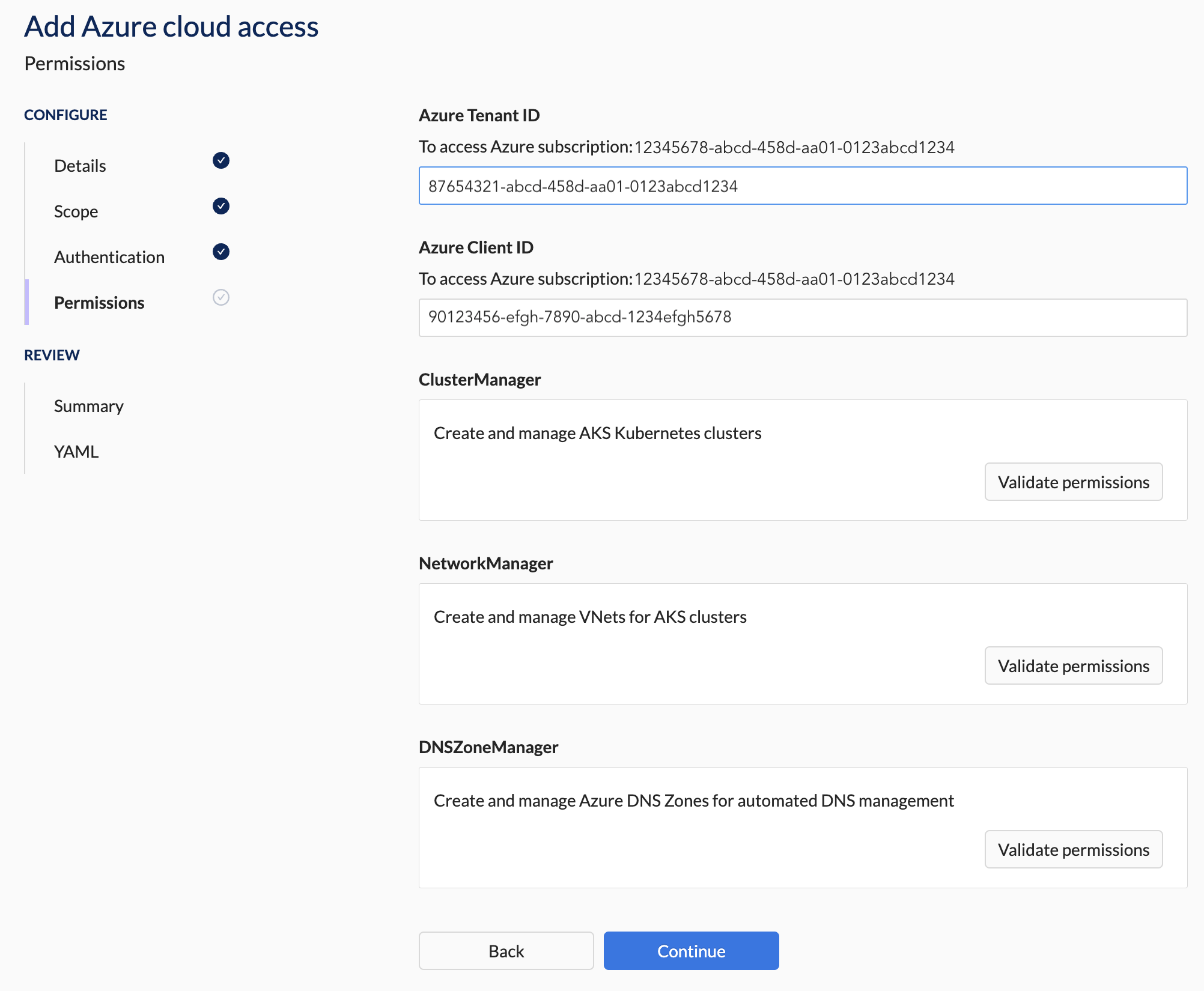 Permissions Section