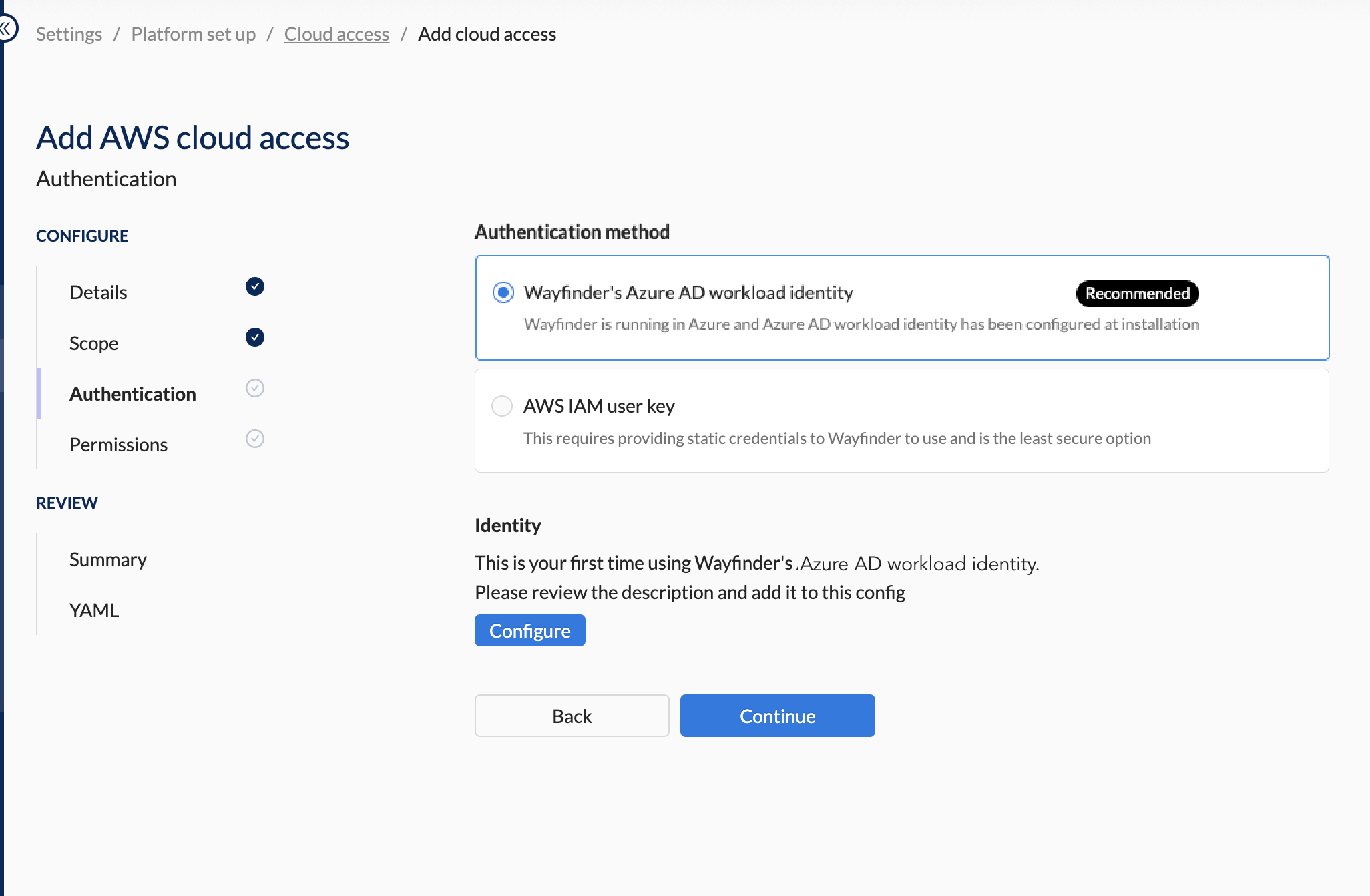 Auth Section - New Workload ID