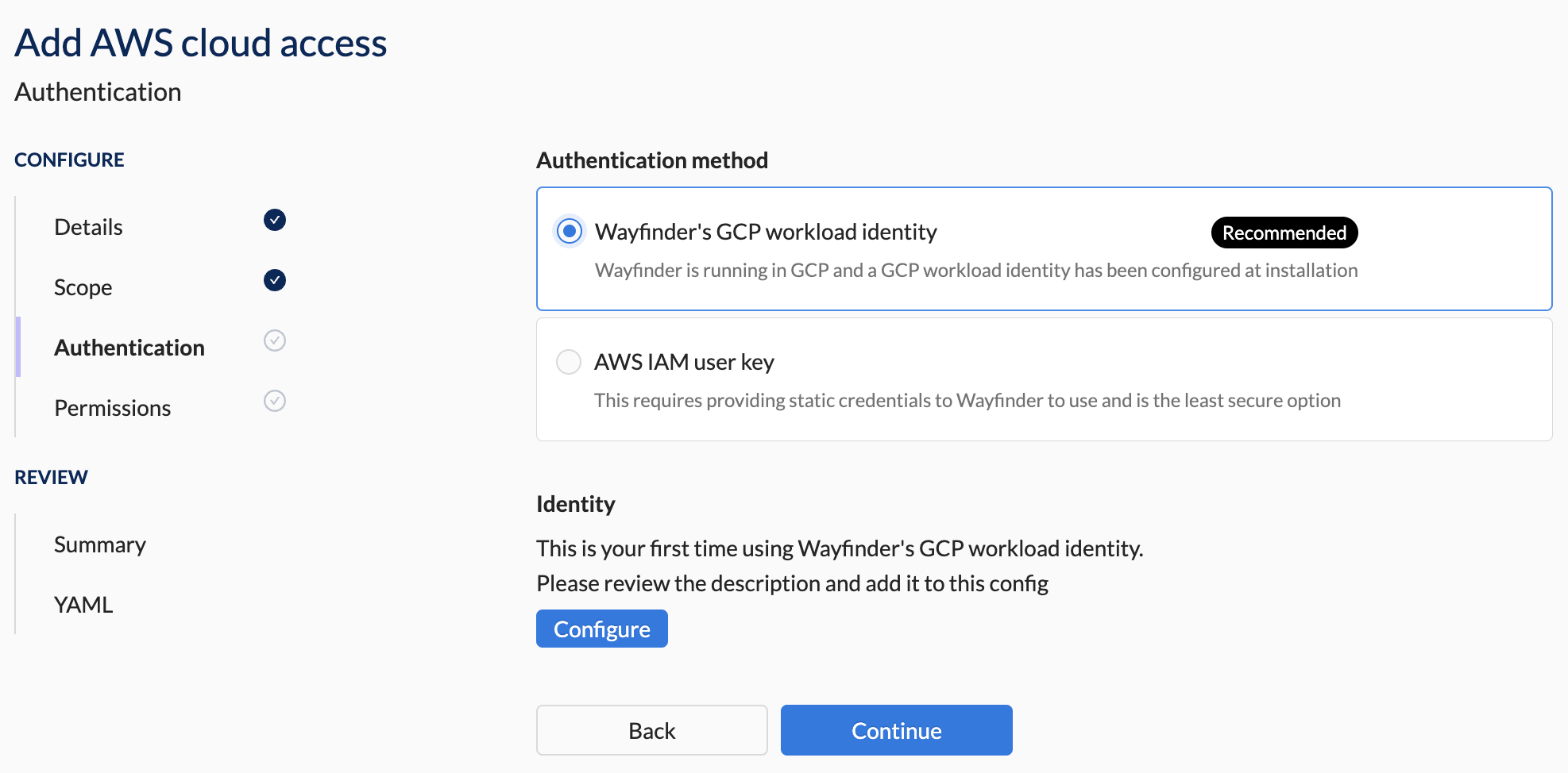 Auth Section - New Workload ID