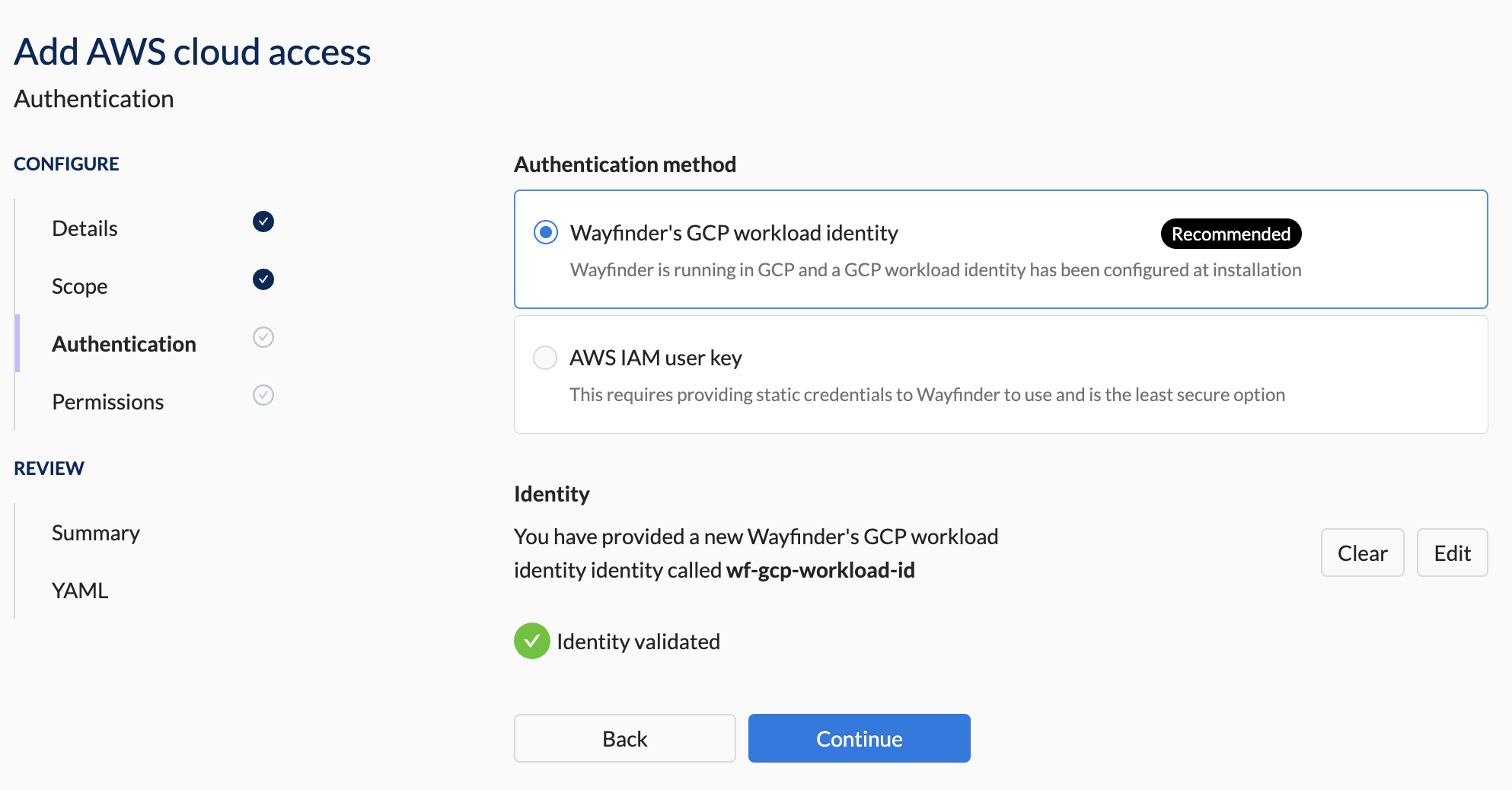 Auth Section - New Workload ID - Valid