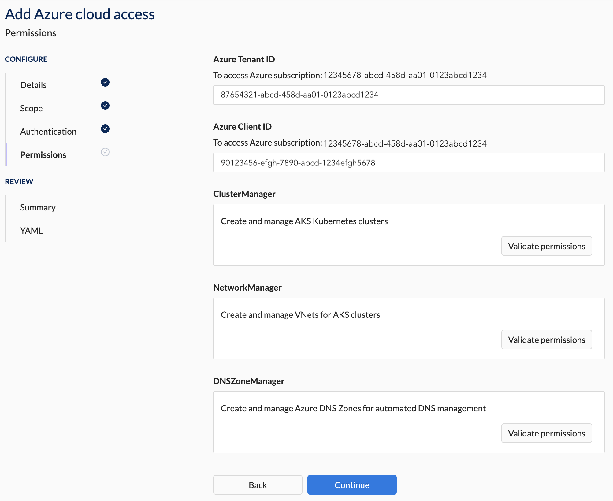 Permissions Section