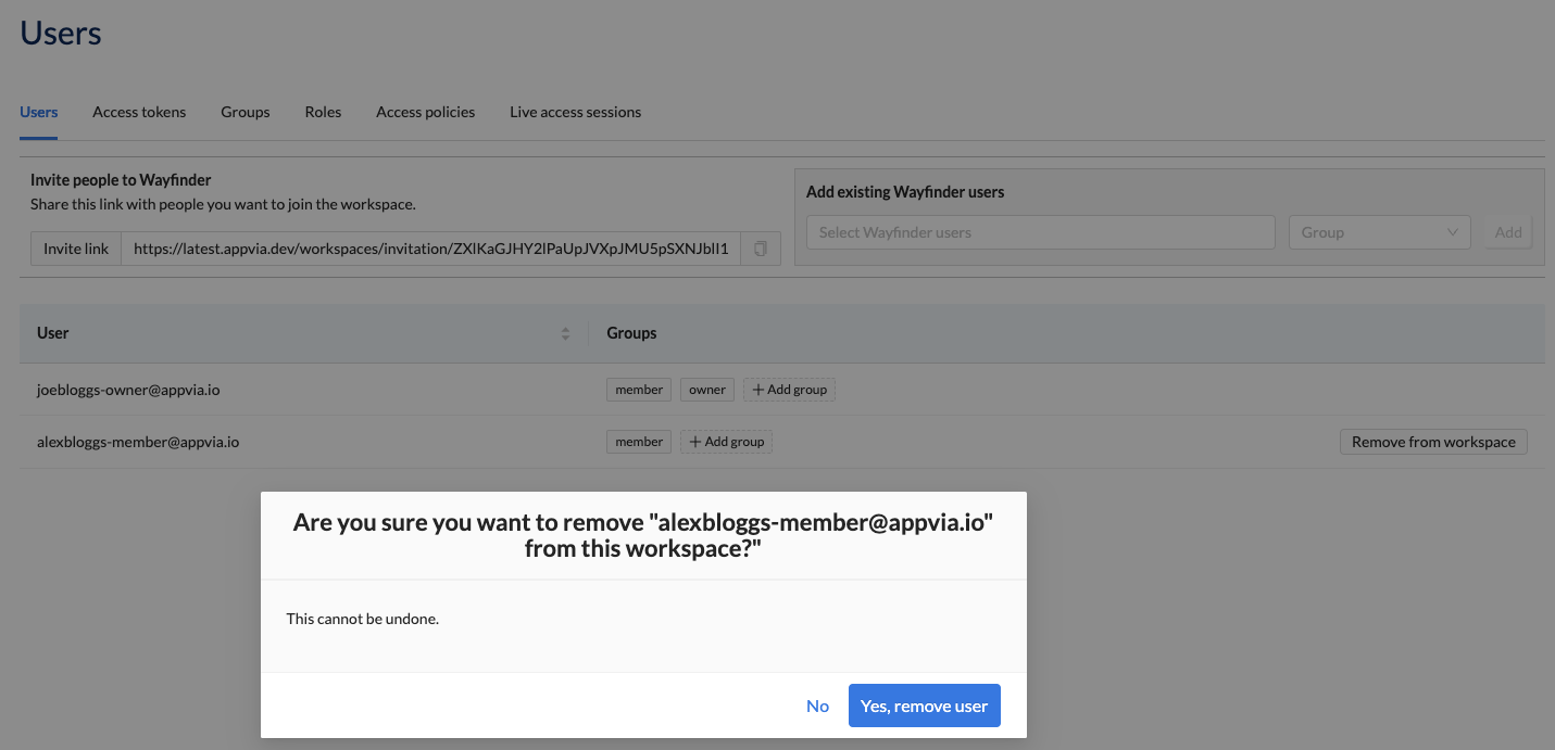 Workspace - Users - Remove Member