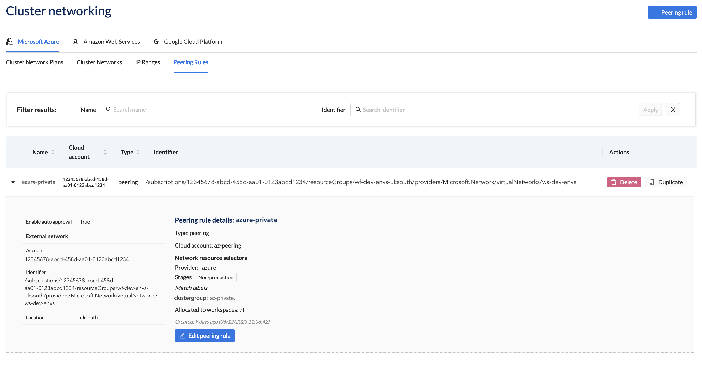 Peering Rule Overview